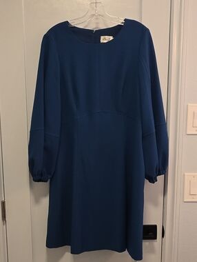 Eliza J Deep Blue Long Sleeve Shift Dress